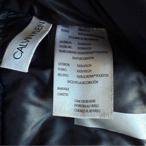 Calvin Klein High Shine Puffer Jacket Coat Men's L Black Navy $225 Water Resist - Picture 10 of 16